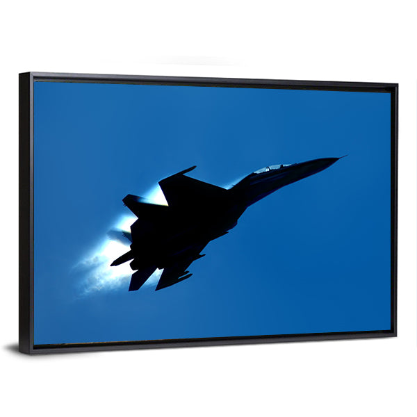 Military Fighter SU 27 Silhouette Canvas Wall Art