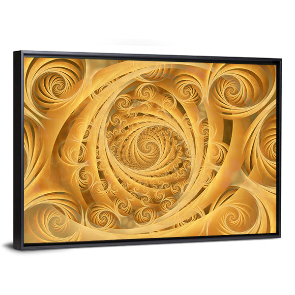 Wispy Gold Spirals Pattern Canvas Wall Art