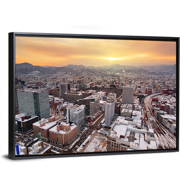 Sapporo Downtown Skyline In Hokkaido Japan Canvas Wall Art