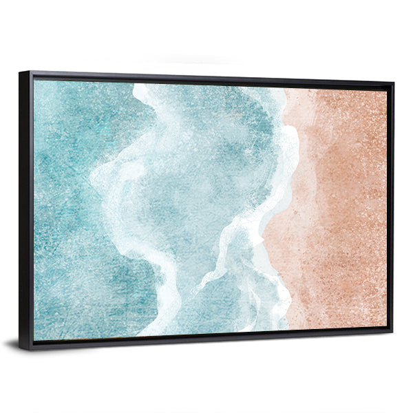 Boho Sea Beach With Waves Canvas Wall Art