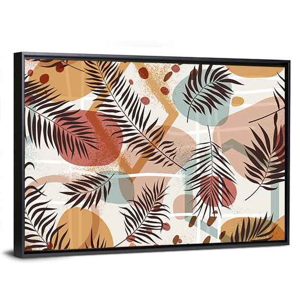Terracotta Tropical Palm Fronds Pattern Canvas Wall Art