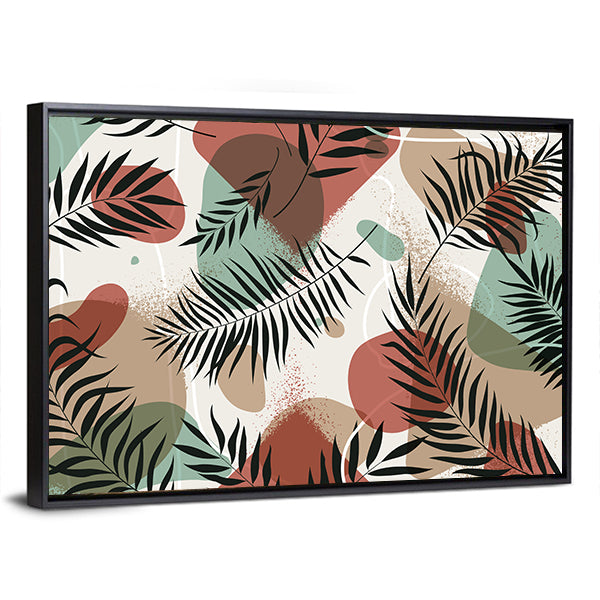 Tropical Palm and Fern Leaves Print Canvas Wall Art