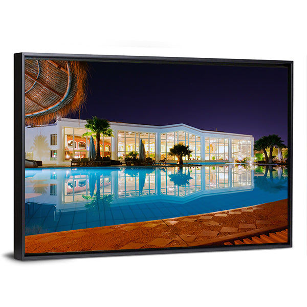 Luxury Resort Pool at Night Canvas Wall Art