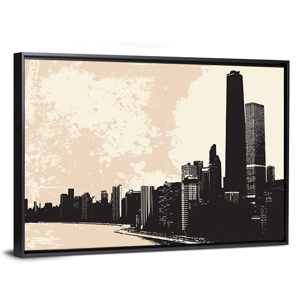 Chicago Skyline From Lake Michigan Canvas Wall Art