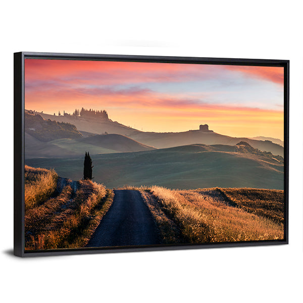 Sunrise Of Italian Countryside Canvas Wall Art