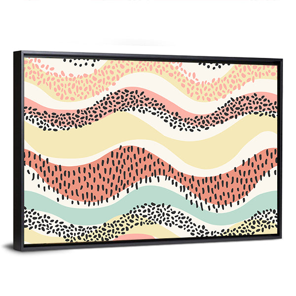 Layered Wavy Bands with Seed Dots Canvas Wall Art