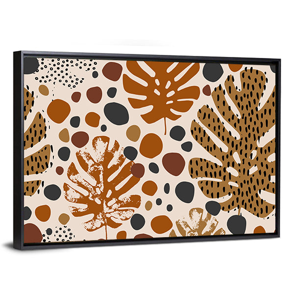 Tropical Monstera Leaf Pattern Canvas Wall Art