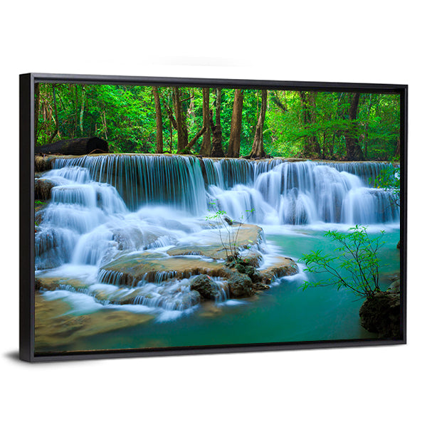 Huay Ma Khamin Waterfall In Kanchanaburi Thailand Canvas Wall Art
