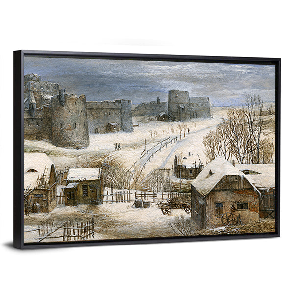 Medieval Castle In Winter Canvas Wall Art