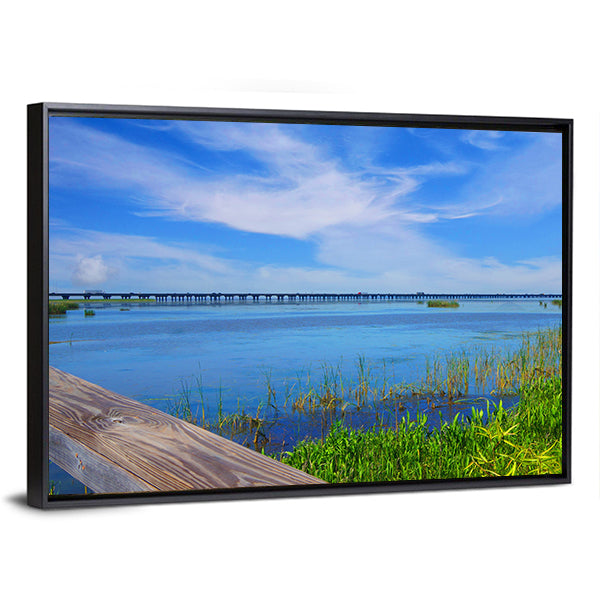 Meaher State Park Causeway Bridge Over Mobile Bay Canvas Wall Art