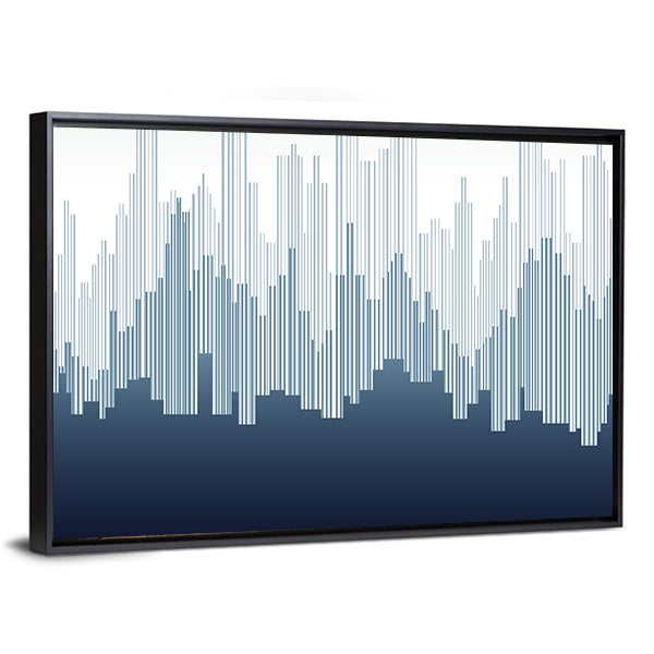 Minimalist City Skyline in Navy and White Canvas Wall Art