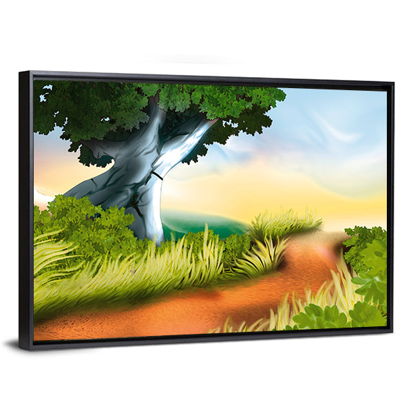 Winding Dirt Track Illustration Canvas Wall Art