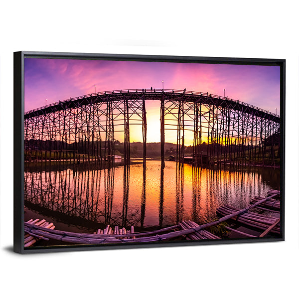 Mon Bridge At Sunset Canvas Wall Art
