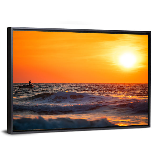 Fisherman Sailing at Sunrise Canvas Wall Art