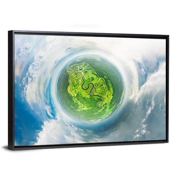 Small Planet Concept From Space Canvas Wall Art