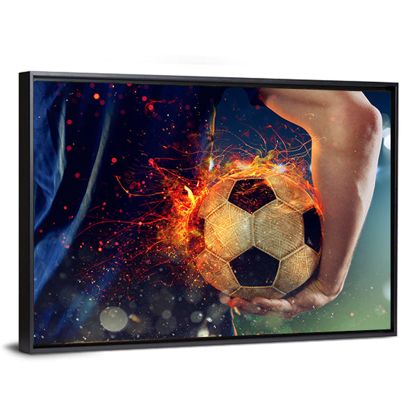 Soccer Ball Engulfed in Flames Canvas Wall Art