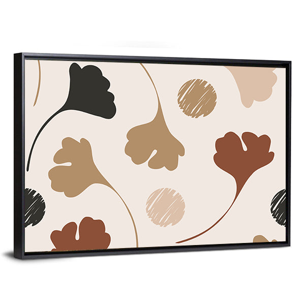 Natural Ginkgo Leaf Silhouettes Canvas Wall Art