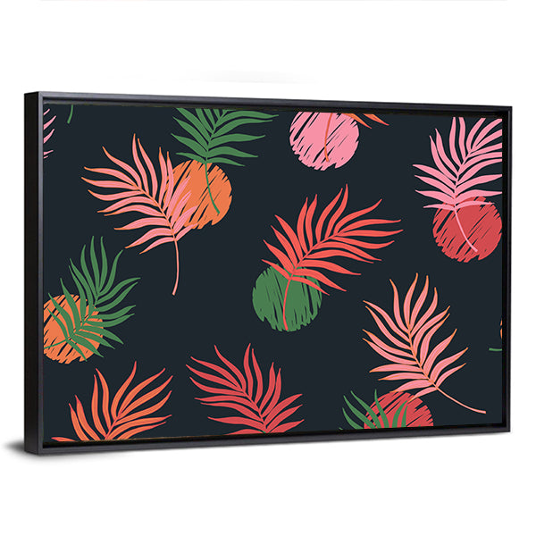 Palm Leaf Seamless Pattern Canvas Wall Art