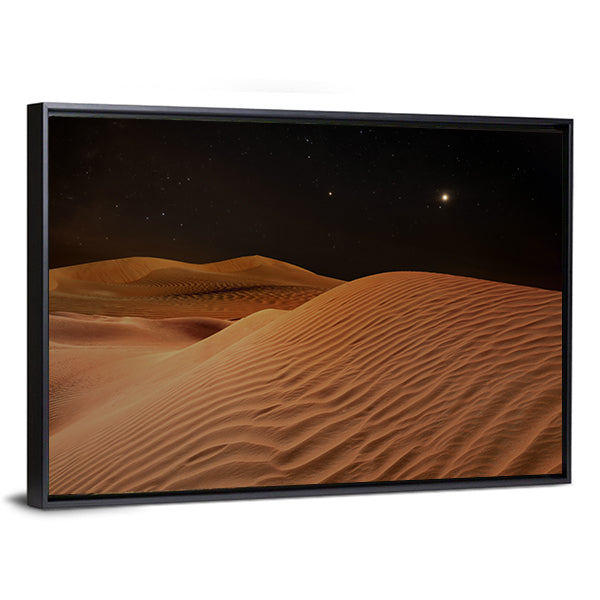 Sandy Desert Under Starry Night Sky Canvas Wall Art