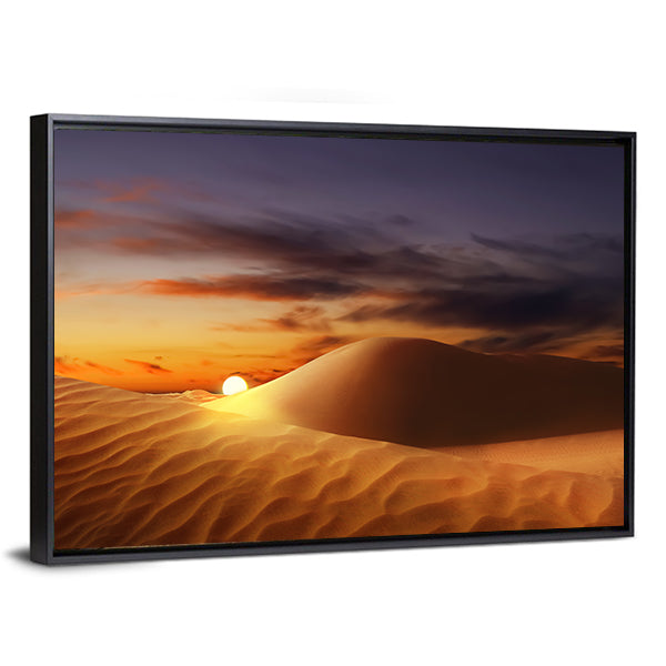 Sandy Desert At Sunset Canvas Wall Art