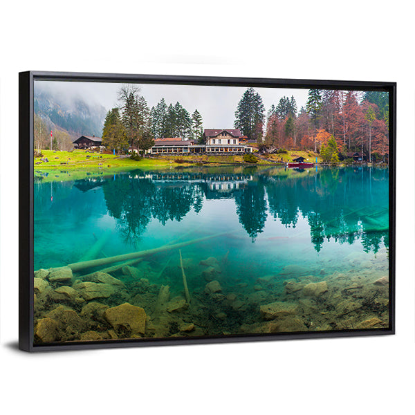 Hotel Forellenzucht in Blausee Town Switzerland Canvas Wall Art