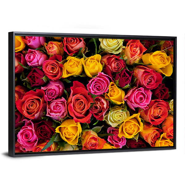 Colorful Roses Bouquet Canvas Wall Art