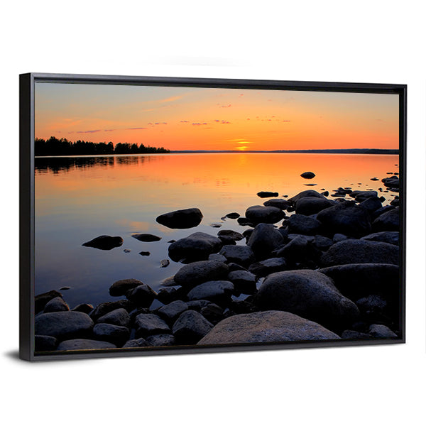 Beach At Sunset In Sweden Canvas Wall Art