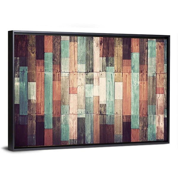 Distressed Reclaimed Wood Plank Pattern Canvas Wall Art