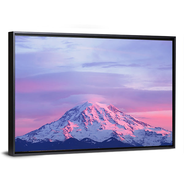 Sunset light On Mount Rainier Canvas Wall Art
