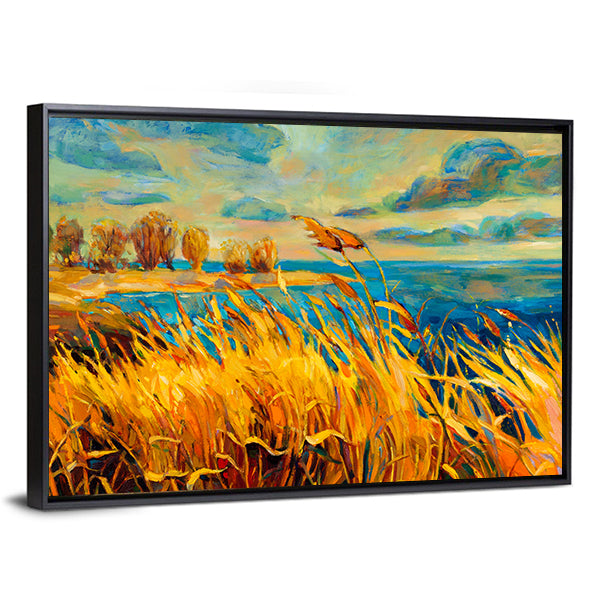 Sunset Over Lake Canvas Wall Art