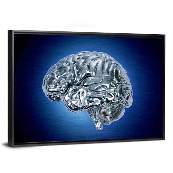 Chrome Brain Profile Canvas Wall Art