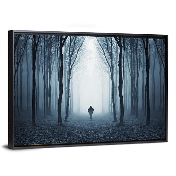 Man Walking Through A Fairytale Forest Canvas Wall Art