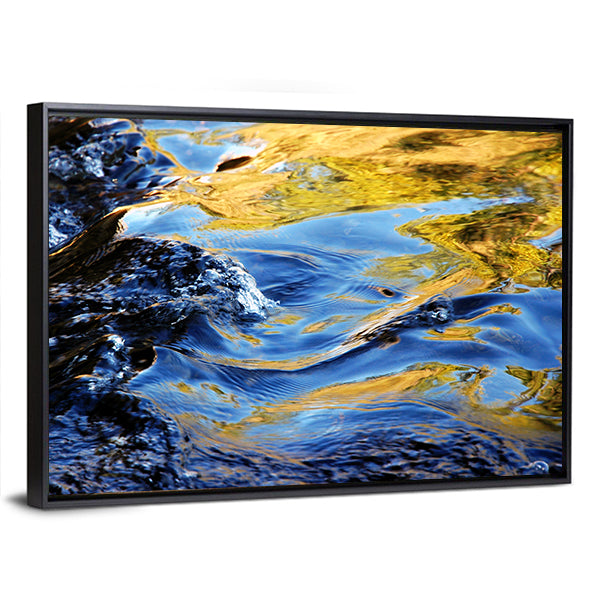 Autumn Trees In Mountain Stream Water Canvas Wall Art