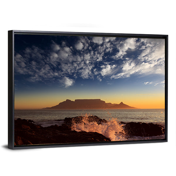 Table Mountain Sunset Over Ocean Canvas Wall Art