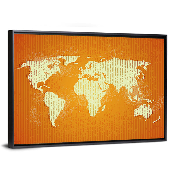 Vintage Old World Map with Stripes Canvas Wall Art