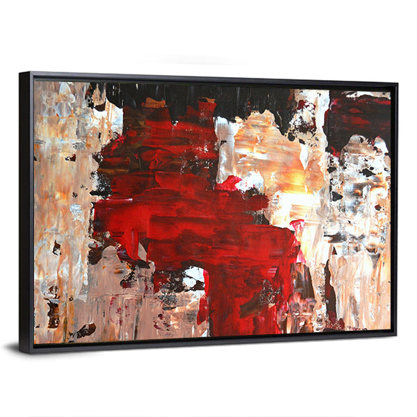 Bold Impasto Abstract in Red and Black Canvas Wall Art
