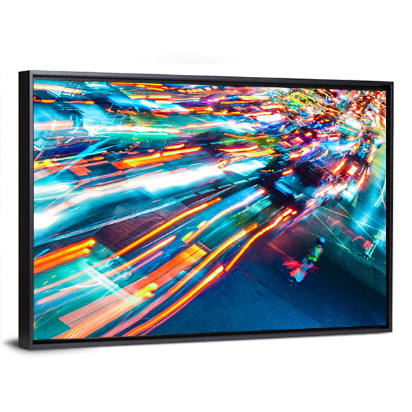 Car Lights Trails Canvas Wall Art