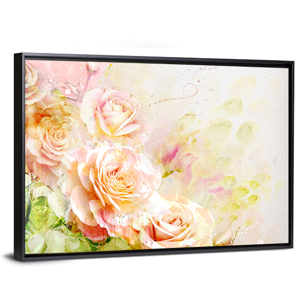 Soft Pastel Watercolor Roses Canvas Wall Art