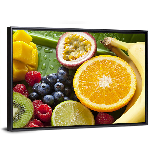 Fresh Tropical Fruit Still Life Canvas Wall Art