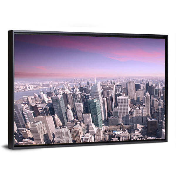 New York City Skyline at Sunset Canvas Wall Art