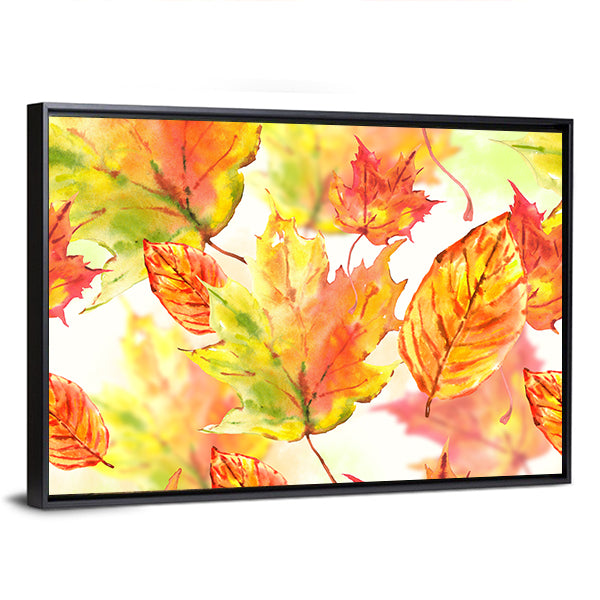 Watercolor Autumn Leaves Canvas Wall Art