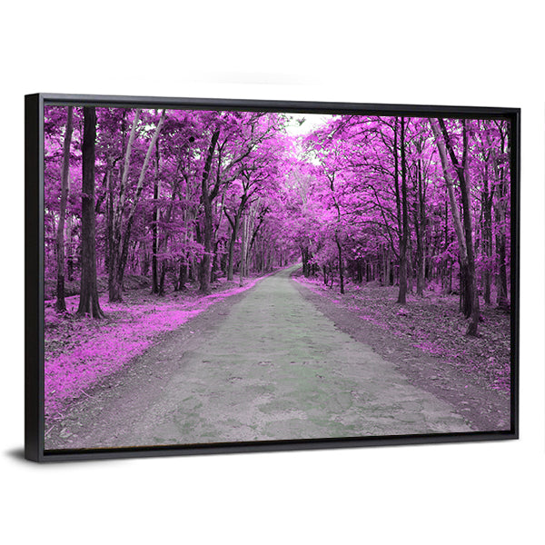 Forest Road In Autumn Canvas Wall Art