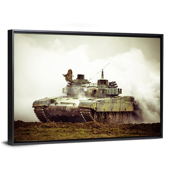 Military Tank On War Canvas Wall Art