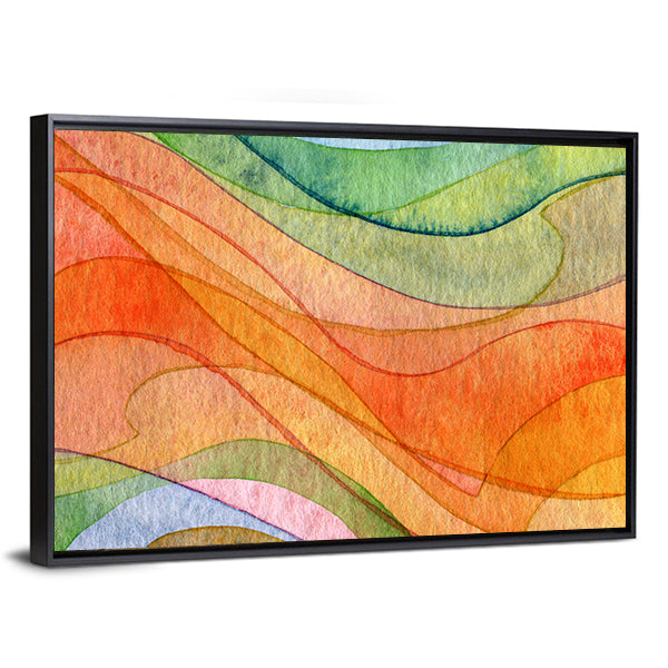 Colorful Watercolor Wave Abstract Canvas Wall Art