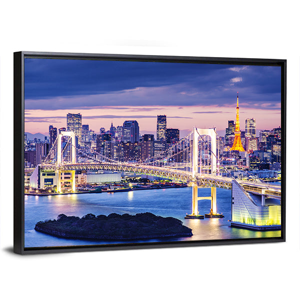 Rainbow Bridge Over Tokyo Bay Canvas Wall Art