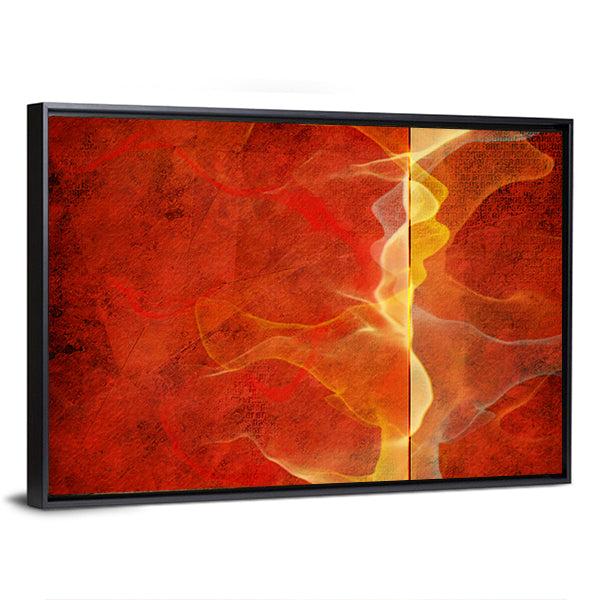 Fiery Marble Abstract in Red and Gold Canvas Wall Art