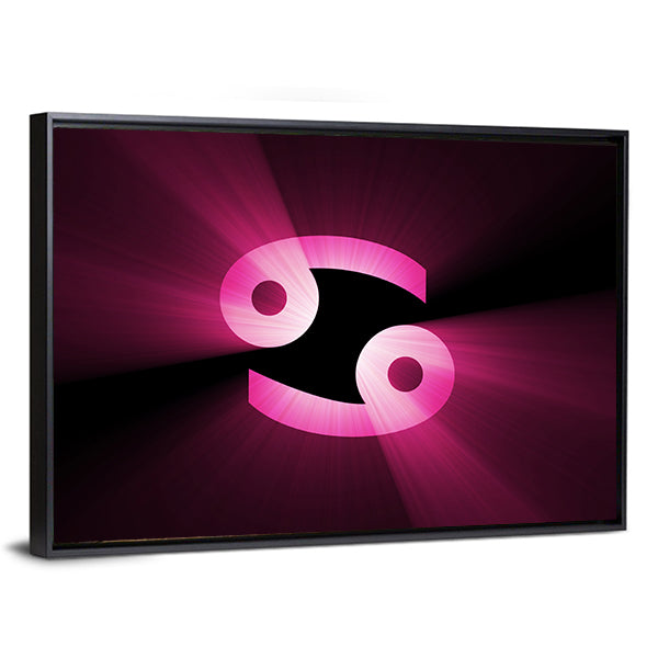 Magenta Cancer Zodiac Symbol Canvas Wall Art