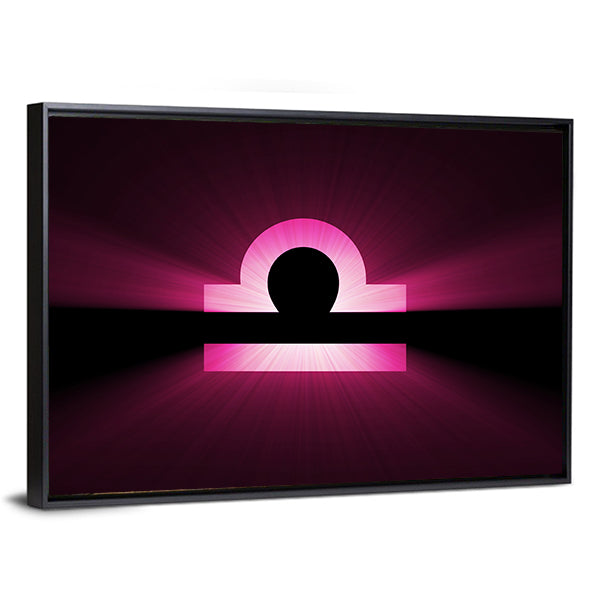 Glowing Magenta Libra Zodiac Symbol Canvas Wall Art