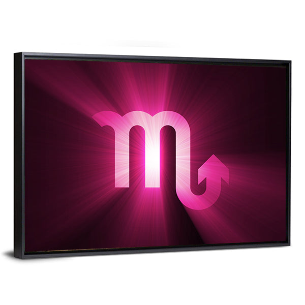 Glowing Scorpio Zodiac Glyph Canvas Wall Art