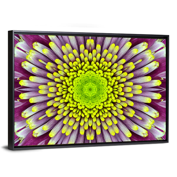 Purple And Green Concentric Flower Canvas Wall Art
